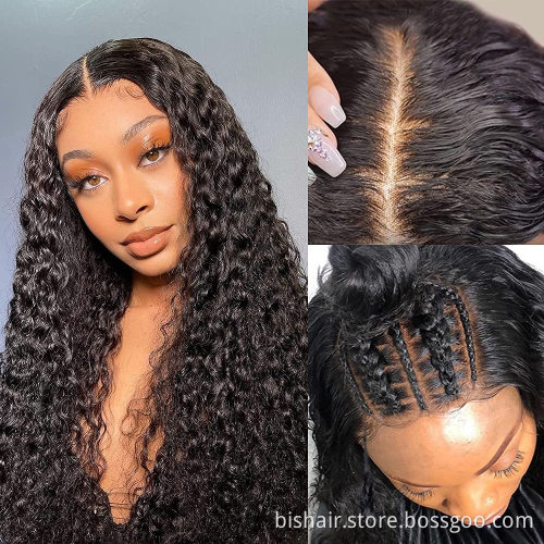 Water wave 4x4 front lace wig Brazilian real hair natural wave real human hair wig suitable for female deep water human hair wig